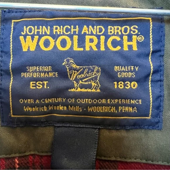 VTG Woolrich Men Bomber Jacket Thermore Green Brown Leather Size XL Rustic Cabin - Picture 4 of 11